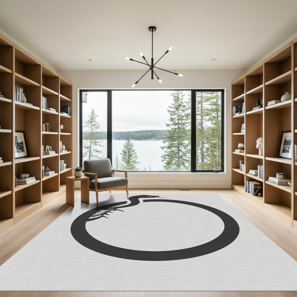 Black Ouroboros Circular Serpent Rug