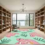 Pink Sea Turtle Coral Swirl Rug