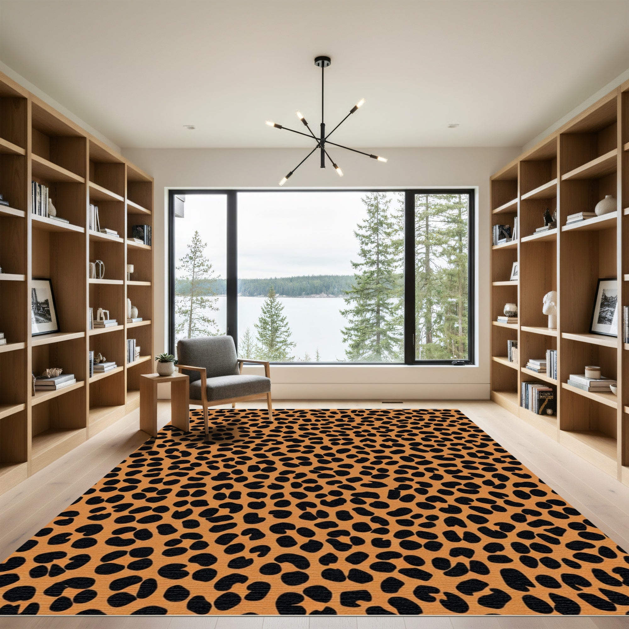 Bold Brown Leopard Spots Rug