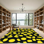 Vibrant Yellow Circles and Shapes Rug