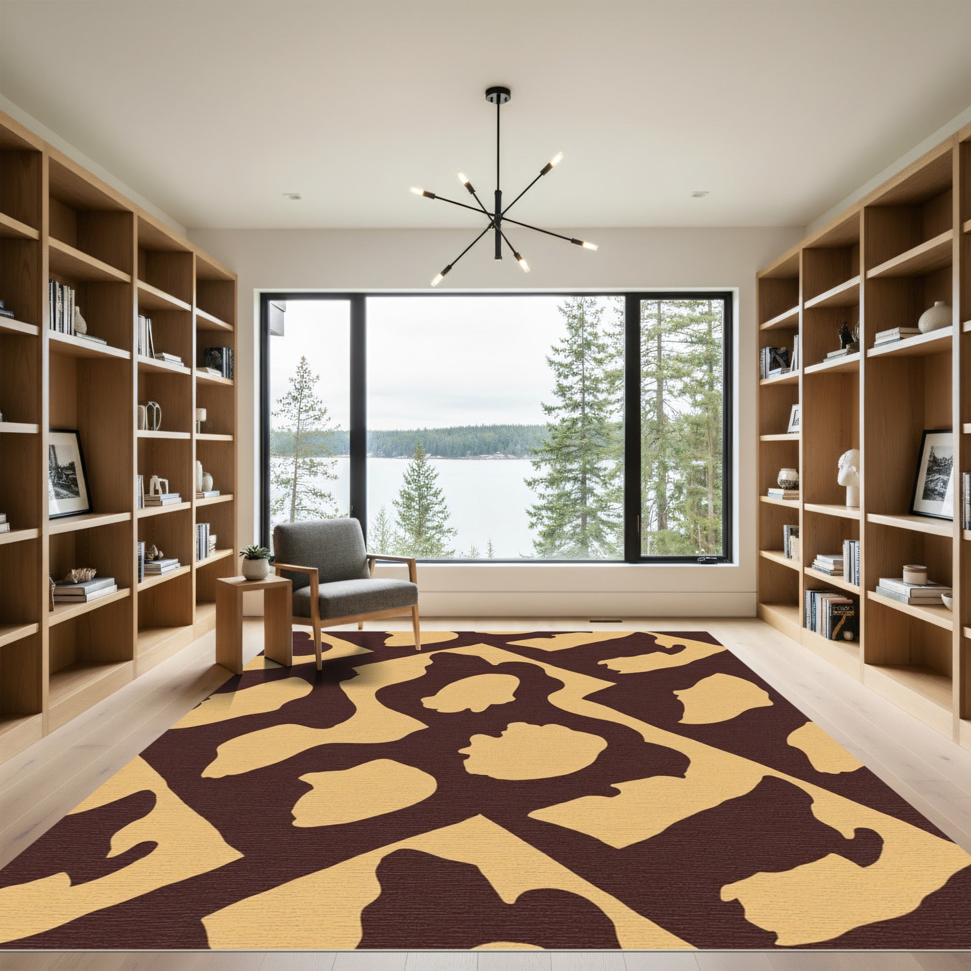 Brown Tan Abstract Animal Print Rug