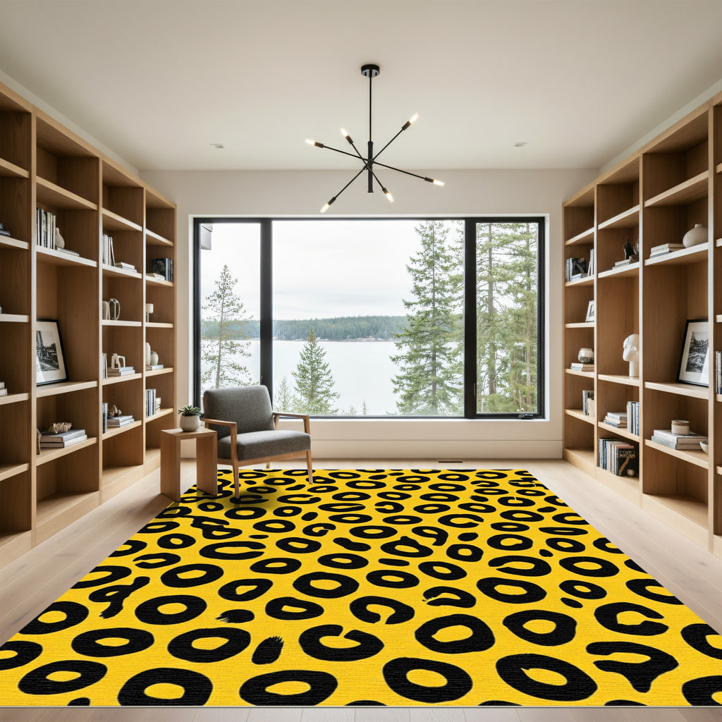 Bold Yellow Black Animal Spots Rug