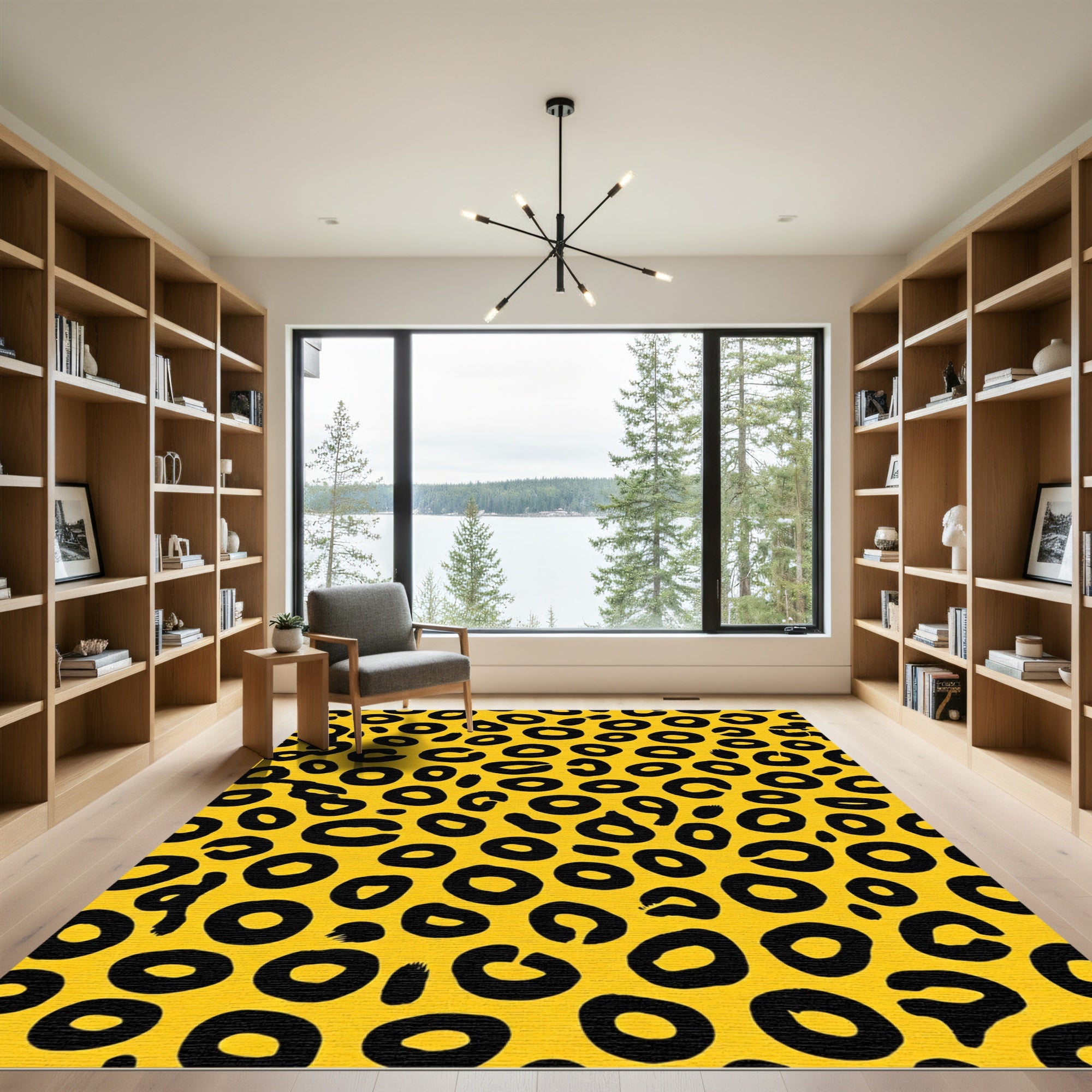 Bold Yellow Black Animal Spots Rug