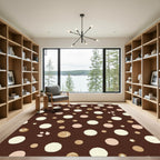 Brown Cream Pink Polka Dot Scatter Rug