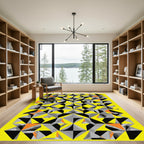 Vivid Yellow Abstract Geometric Fragment Rug