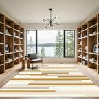 Gold Tan Cream Horizontal Stripe Rug