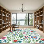 Vibrant Floral Garden Whimsical Botanical Rug