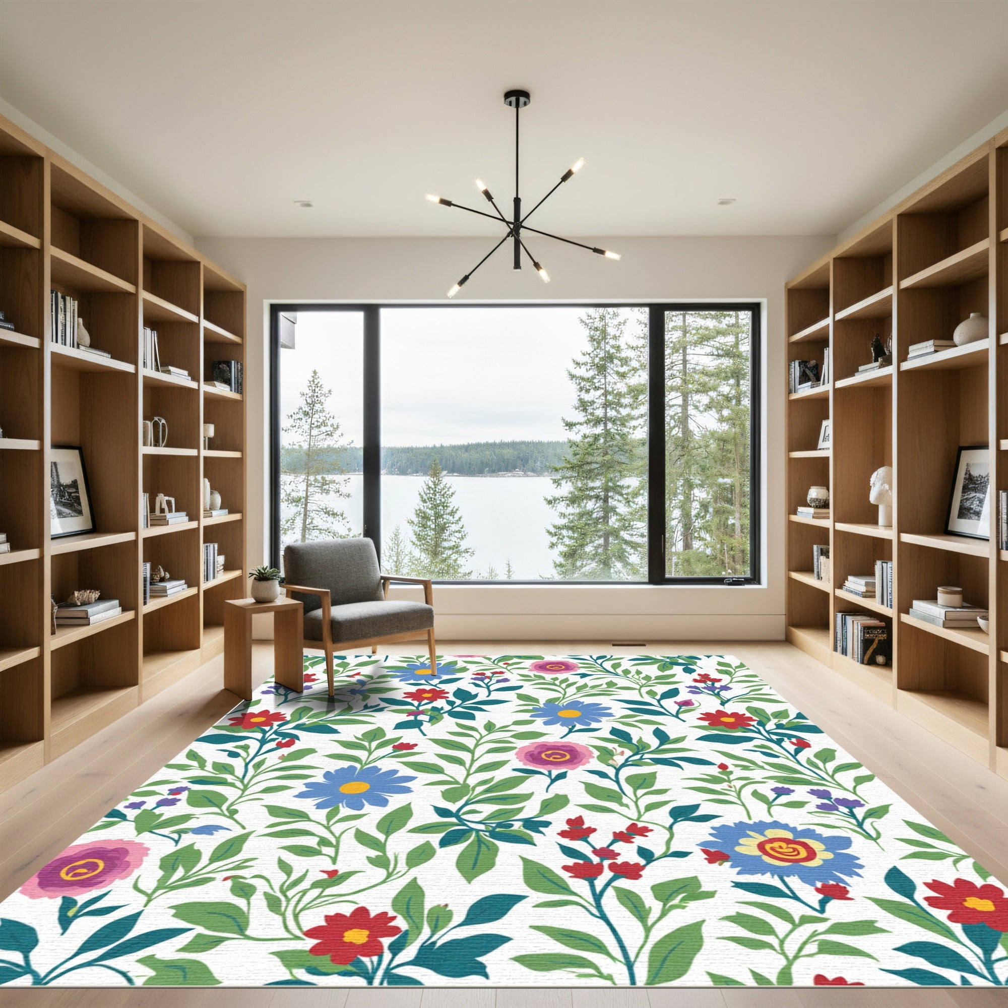 Vibrant Floral Garden Whimsical Botanical Rug
