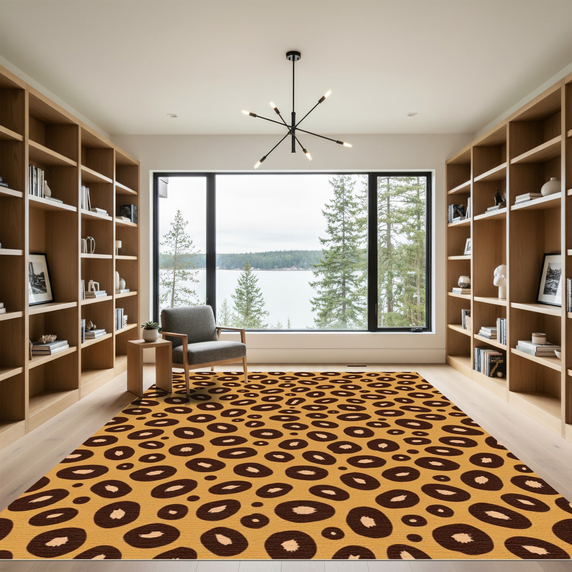 Golden Brown Spotted Animal Hide Rug