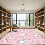 Pink Unicorn Meadow Floral Gathering Rug