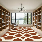 Brown Cream Geometric Lattice Rug