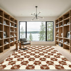 Brown Beige Floral Lattice Rug