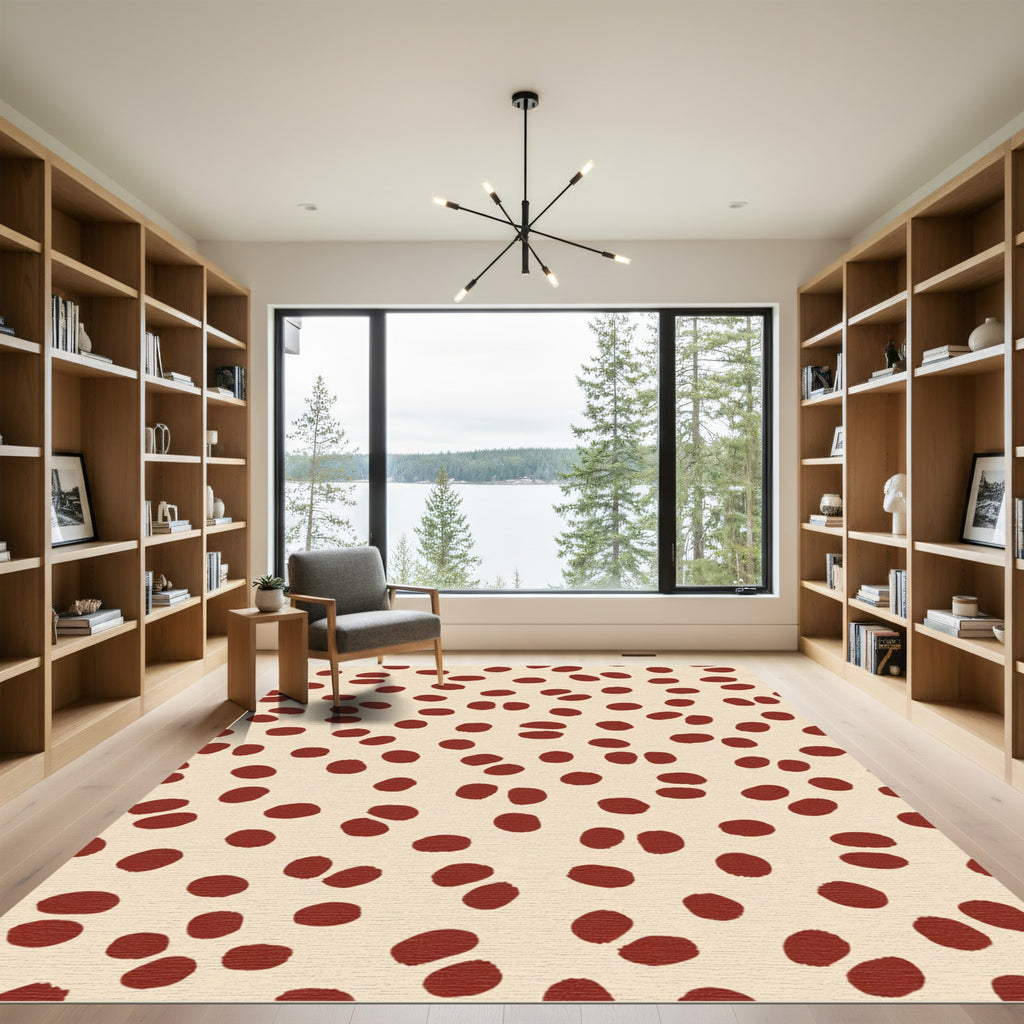Rustic Red Speckled Contemporary Rug