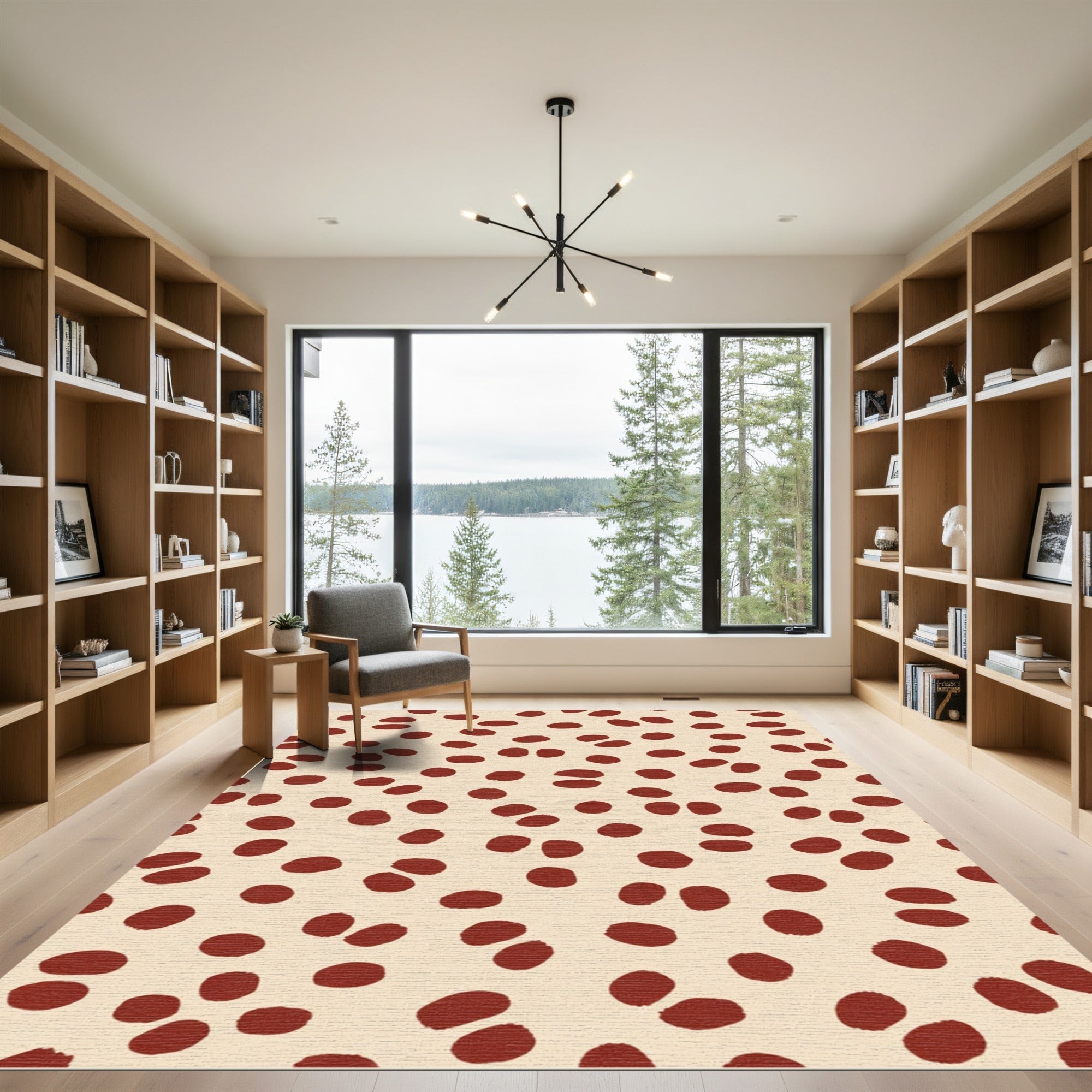 Rustic Red Speckled Contemporary Rug