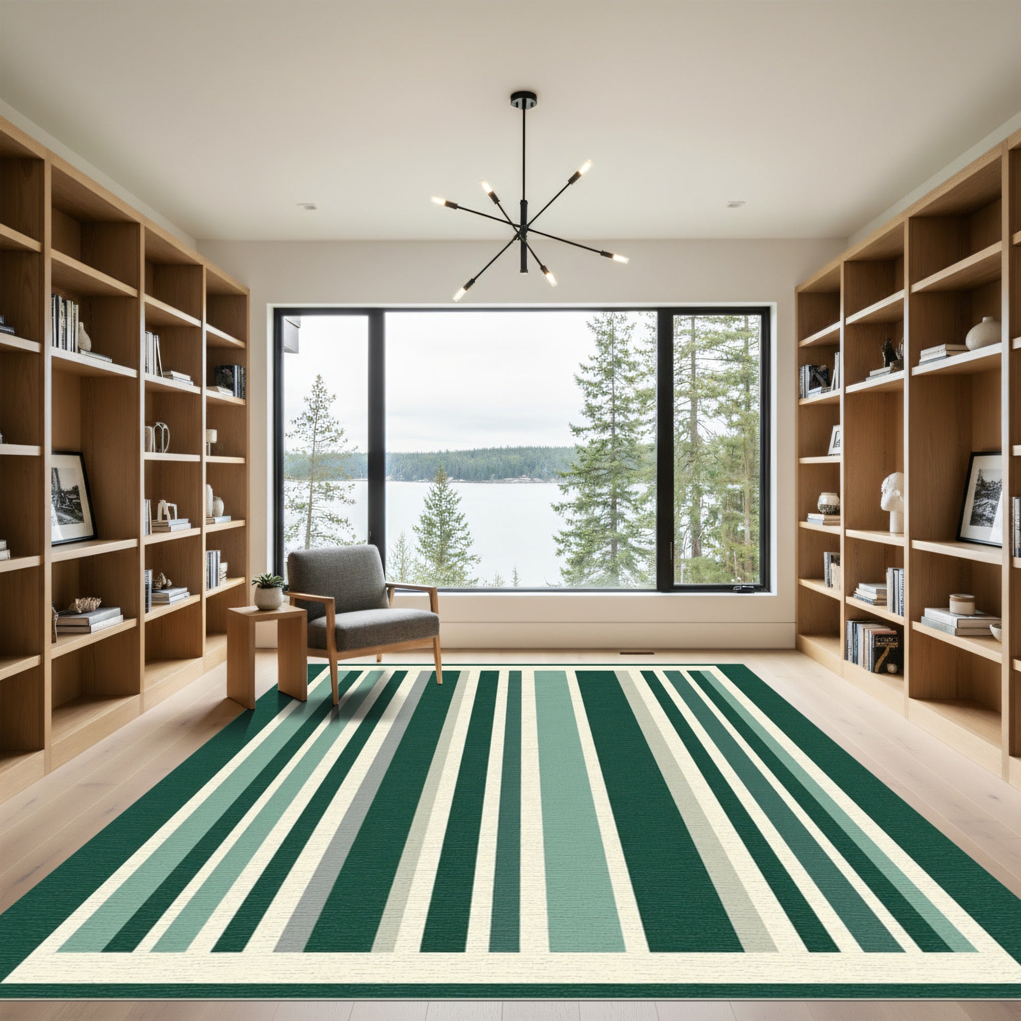 Emerald Green Vertical Stripe Rug