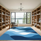 Oceanic Blue Wave Abstract Rug