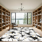 Black White Spattered Organic Branches Rug