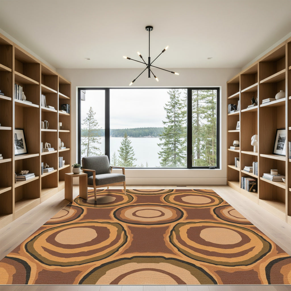 Earthy Tone Concentric Circles Rug