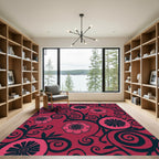Crimson Floral Swirl Artwork Rug