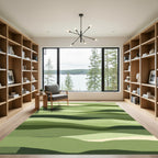 Shaded Green Abstract Landscape Waves Rug