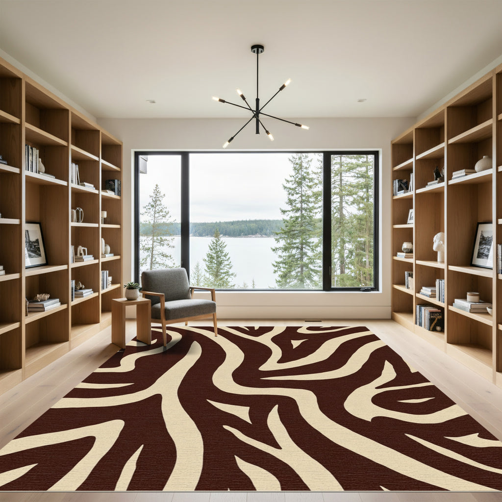 Brown and Tan Abstract Animal Print Rug