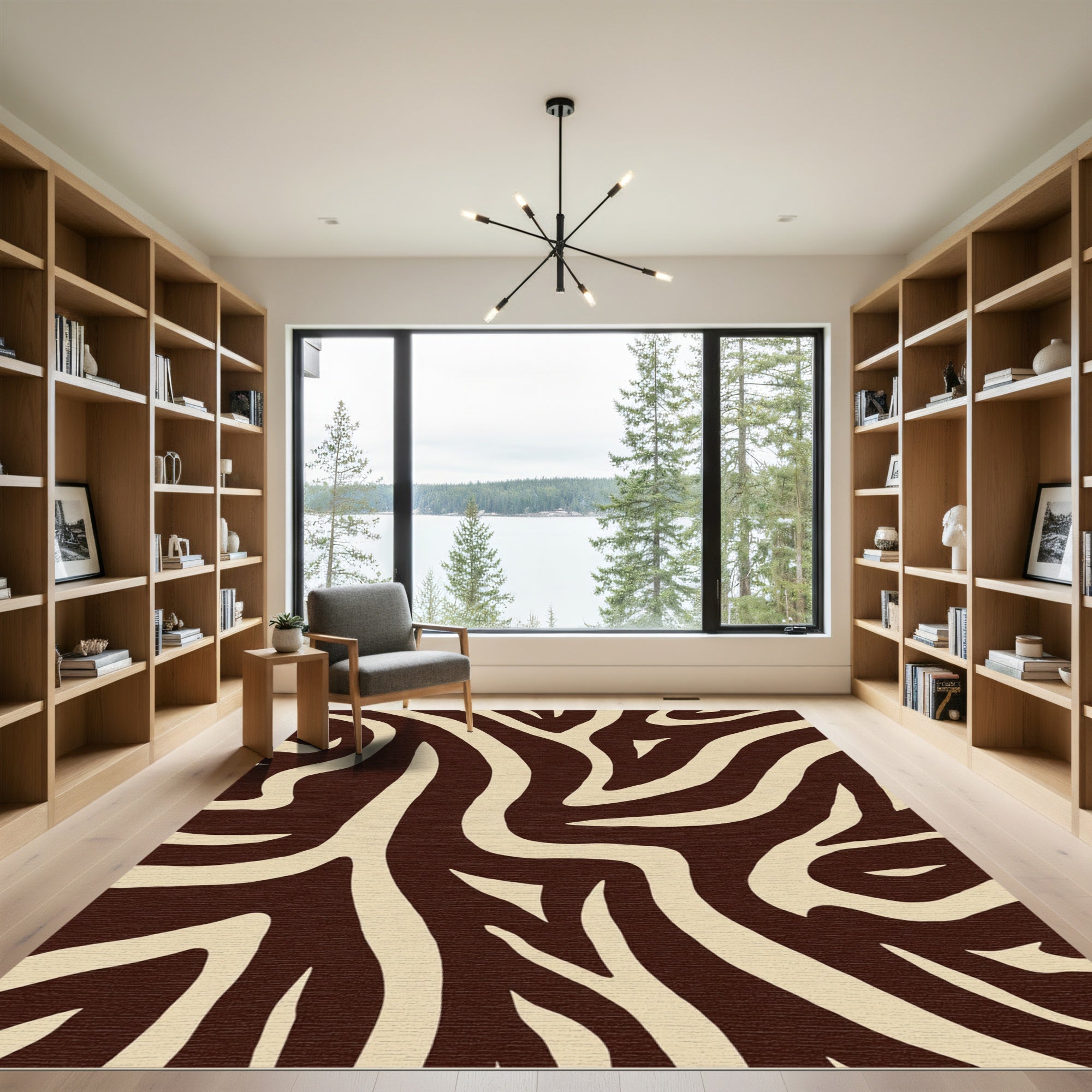 Brown and Tan Abstract Animal Print Rug