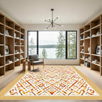 Earthy Terracotta Diamond Lattice Rug