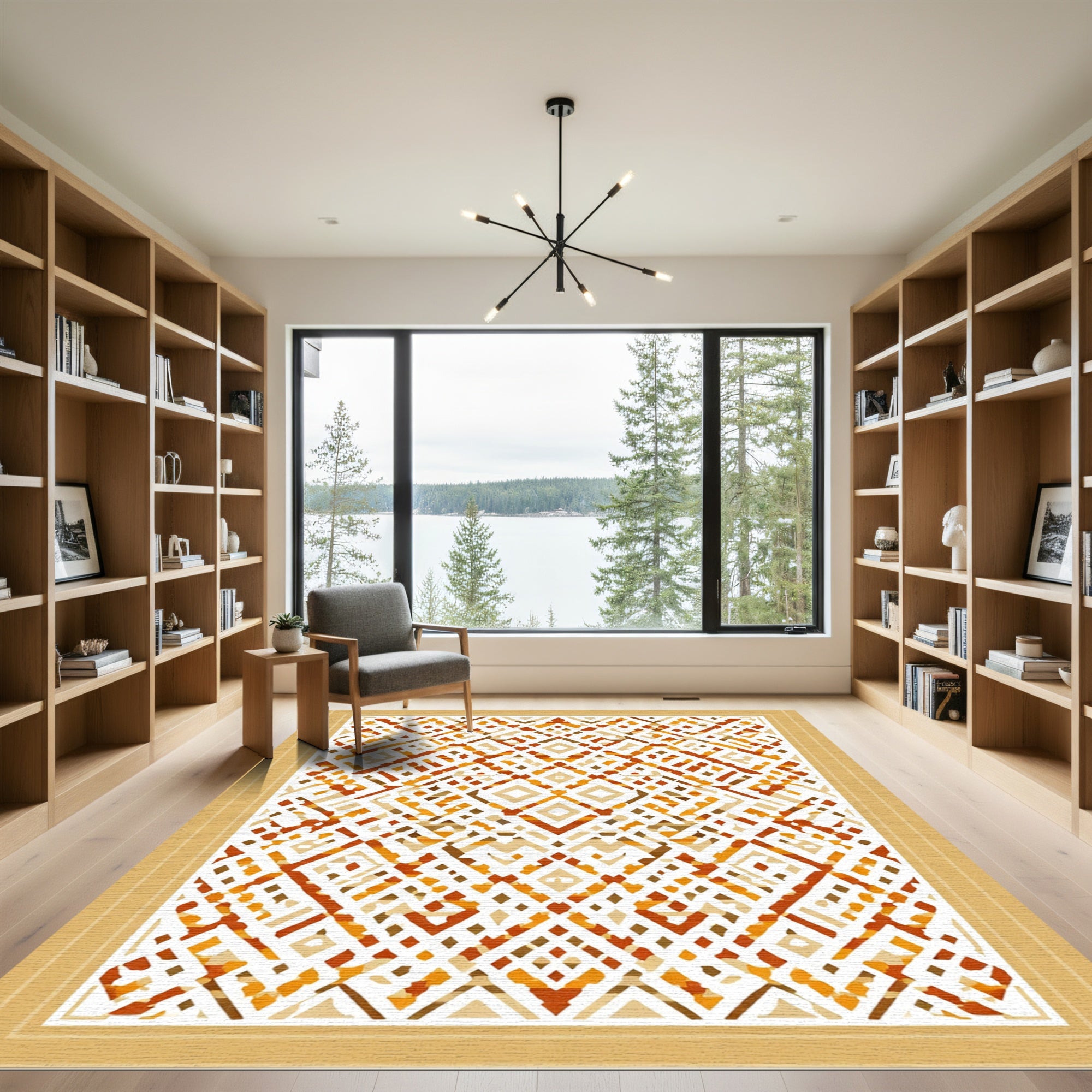 Earthy Terracotta Diamond Lattice Rug