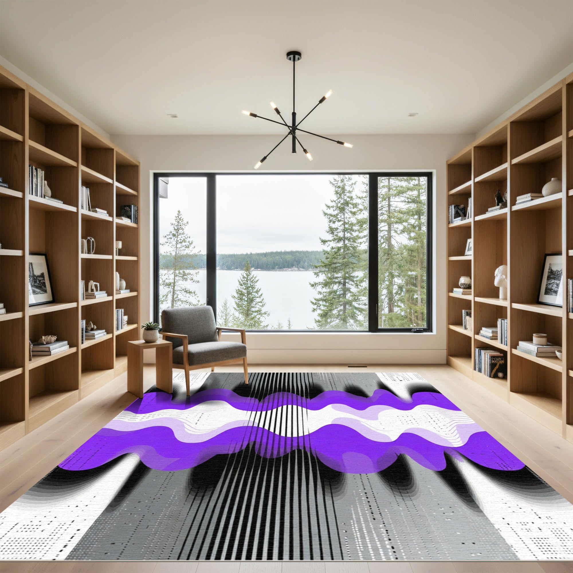 Radiant Violet Wavy Abstract Gradient Rug