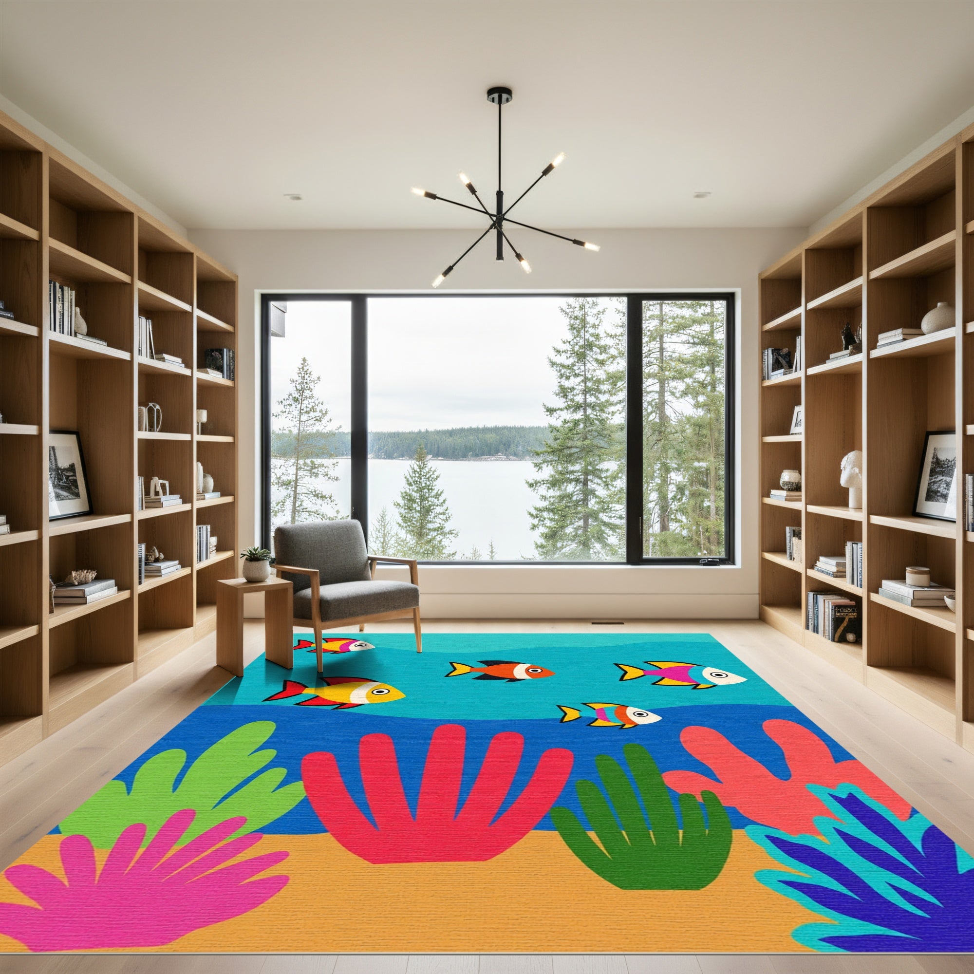 Colorful Underwater Coral Fish Scene Rug