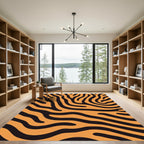 Bold Orange Black Animal Stripe Rug