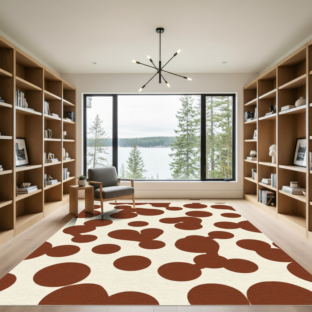 Cream Brown Organic Dot Arrangement Rug