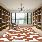 Terracotta White Abstract Organic Shapes Rug