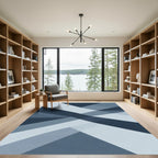 Deep Blue Geometric Fold Rug