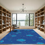 Dreamy Blue Cloud Rose Constellation Rug