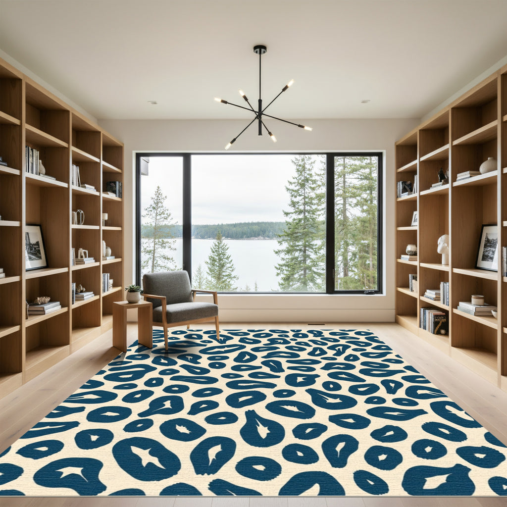 Navy Leopard Spots Rug