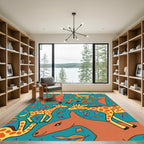 Whimsical Giraffe Starry Teal Meadow Rug