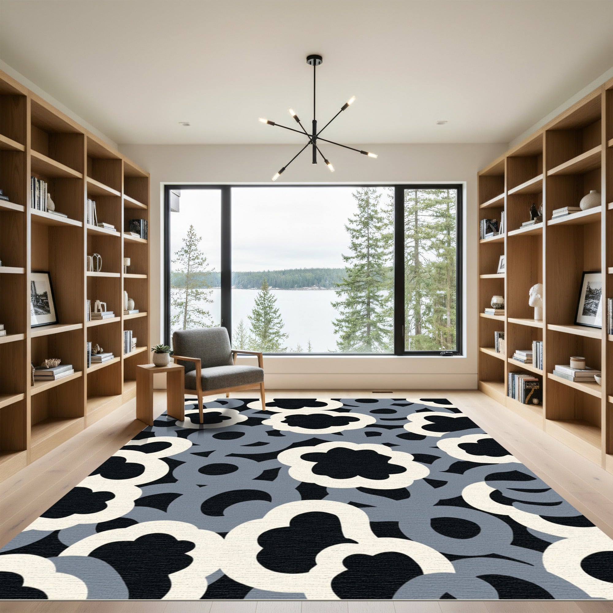 Abstract Cloudy Shape Composition Rug