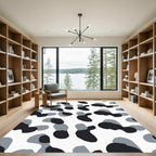 Modern Black Gray Irregular Shapes Rug