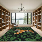 Orange Tiger In Lush Green Foliage Rug