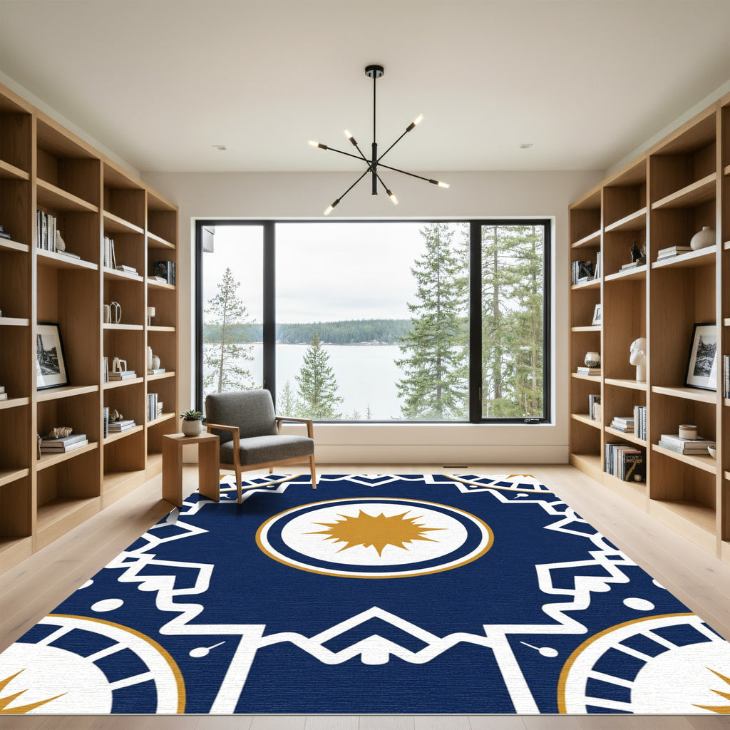 Navajo Medallion Sunburst Blue Rug