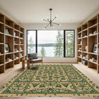 Emerald Green Floral Intricate Medallion Rug