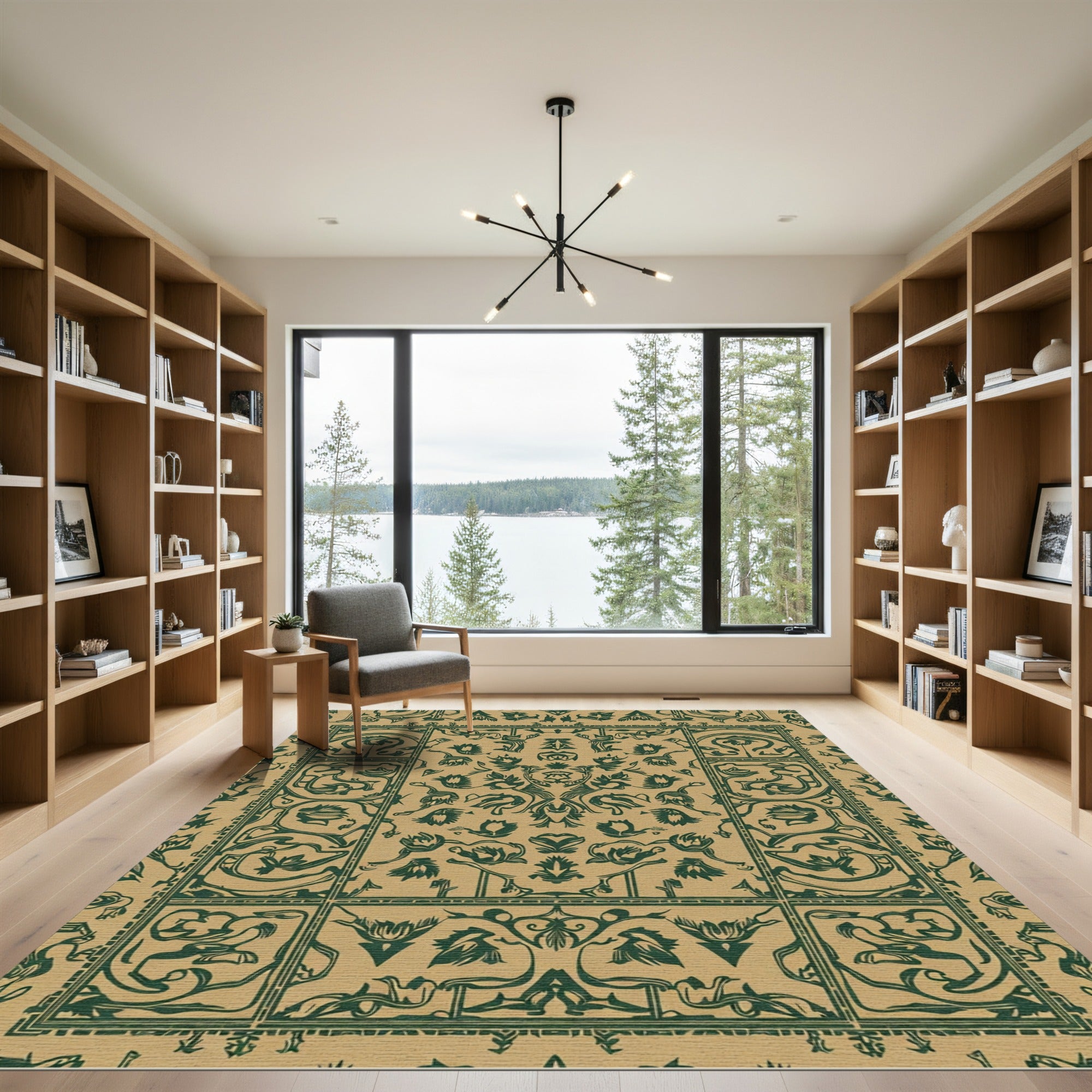 Emerald Green Floral Intricate Medallion Rug