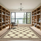Maroon Cream Interlocking Diamond Border Rug