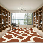 Terracotta White Interlocking Organic Shapes Rug