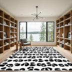 Black White Abstract Spots Rug