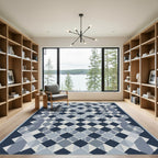 Navy Blue Diamond Lattice Rug