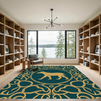Golden Creature Teal Medallion Rug
