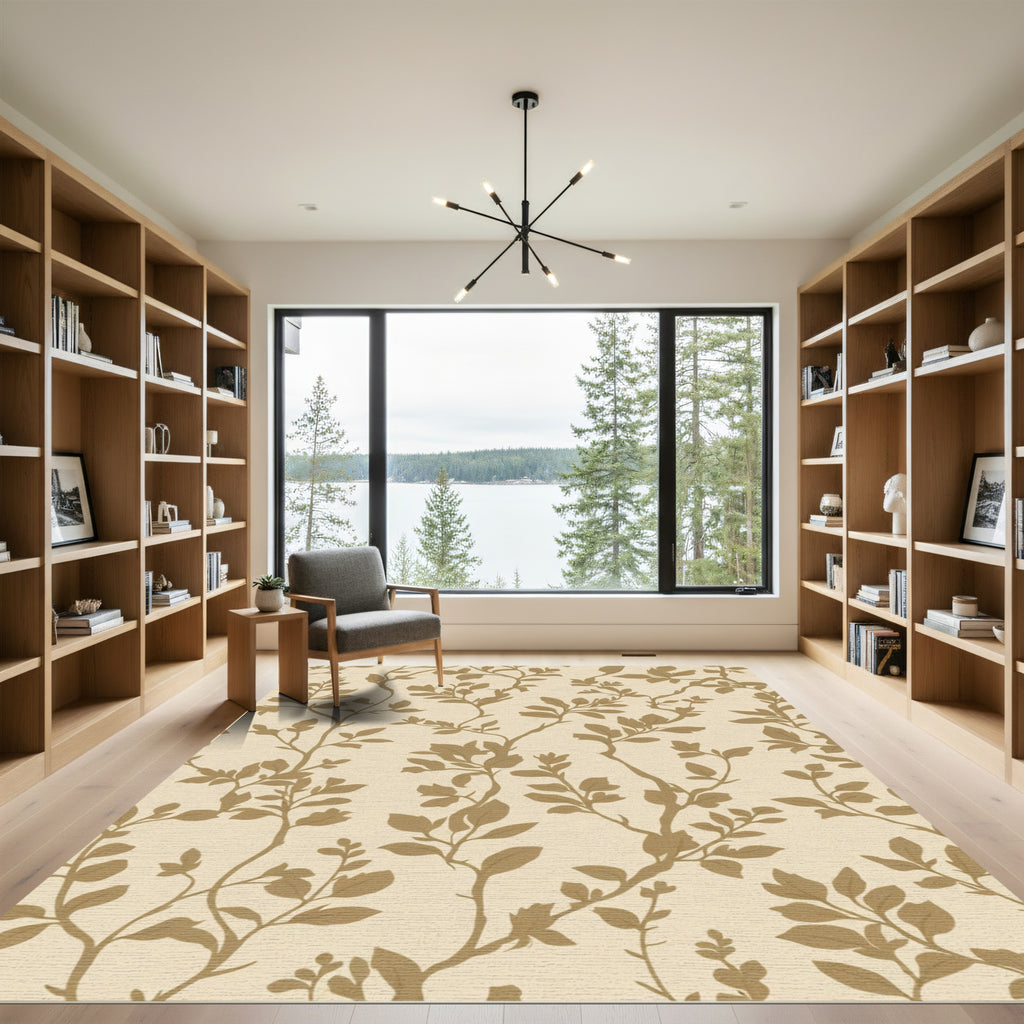 Brown Floral Vine Seamless Artwork Rug