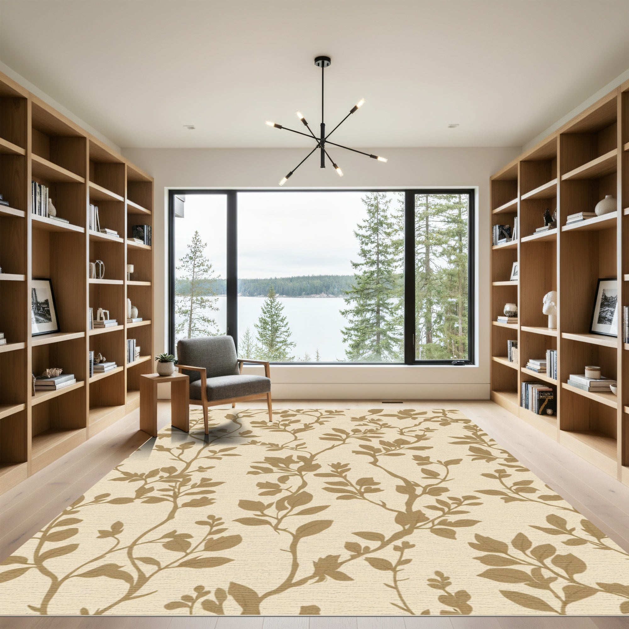 Brown Floral Vine Seamless Artwork Rug